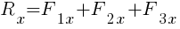 : : : R_x=F_{1x}+F_{2x}+F_{3x}